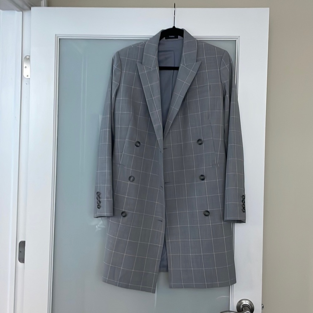 Theory plaid blazer jacket 8